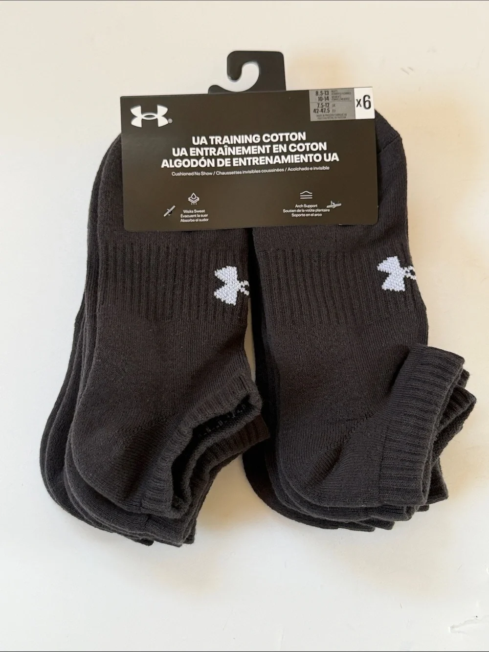 New Men’s Under Armour 6 Pack Cushioned no Show Socks